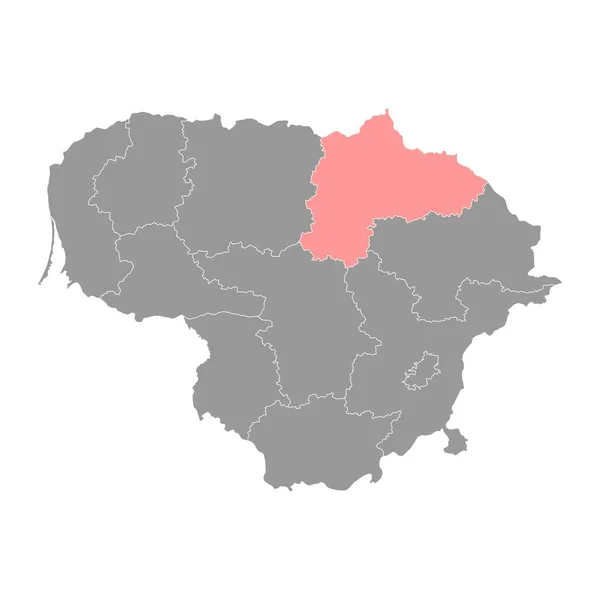 Mapa Del Condado Panevezys División Administrativa Lituania Ilustración Vectorial — Vector de stock