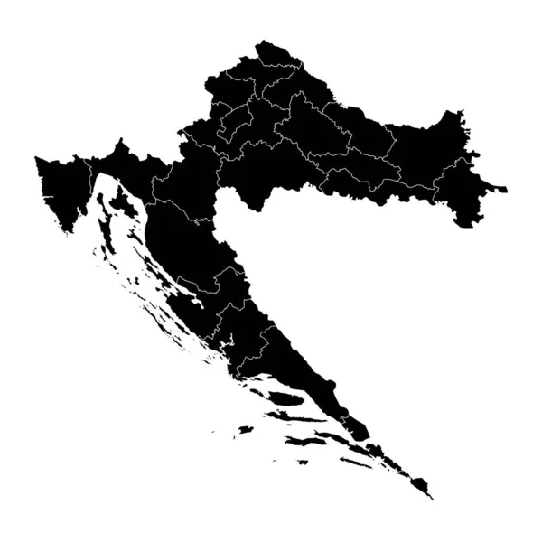 Kroatien Landkarte Mit Landkreisen Vektorillustration — Stockvektor