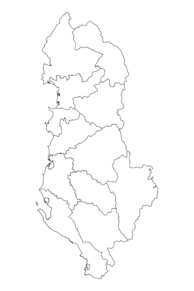 Mapa Albânia Com Subdivisões Administrativas Ilustração Vetorial — Vetor de Stock