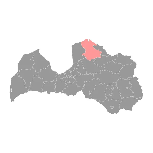 Valmiera Mapa Distrito Divisão Administrativa Letónia Ilustração Vetorial — Vetor de Stock
