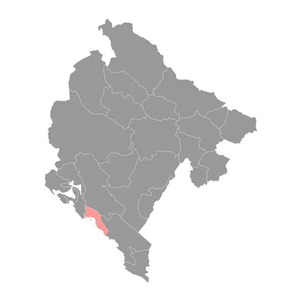 Budva Municipio Mapa Subdivisión Administrativa Montenegro Ilustración Vectorial — Vector de stock