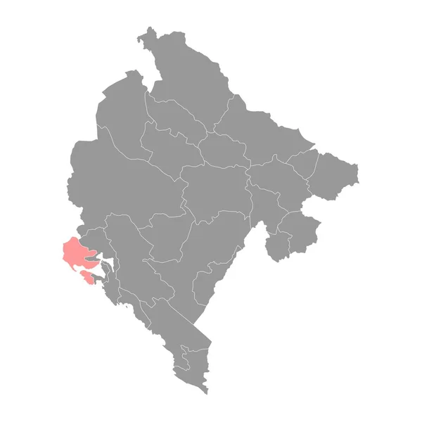 Mapa Gminy Herceg Novi Okręg Administracyjny Czarnogóry Ilustracja Wektora — Wektor stockowy