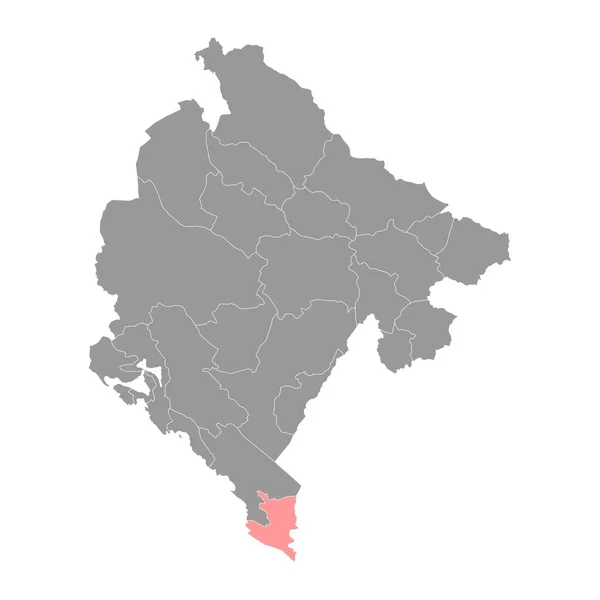 Ulcinj Belediye Haritası Karadağ Idari Alt Bölümü Vektör Illüstrasyonu — Stok Vektör