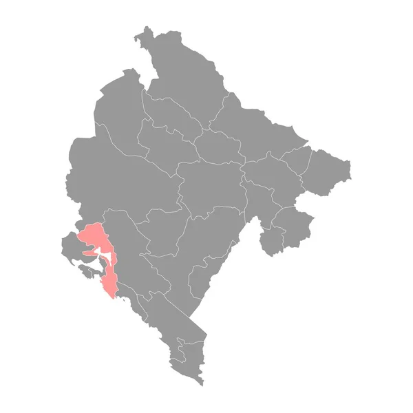 Карта Муниципалитета Котор Административное Деление Черногории Векторная Иллюстрация — стоковый вектор