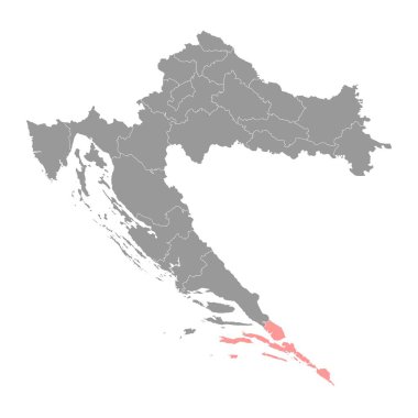 Dubrovnik Neretva ilçe haritası, Hırvatistan 'ın alt bölümleri. Vektör illüstrasyonu.