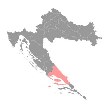 Dalmaçya ilçe haritası, Hırvatistan 'ın alt bölümleri. Vektör illüstrasyonu.