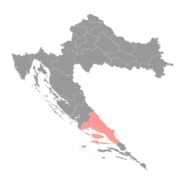 Dalmaçya Ilçe Haritası Hırvatistan Alt Bölümleri Vektör Illüstrasyonu — Stok Vektör