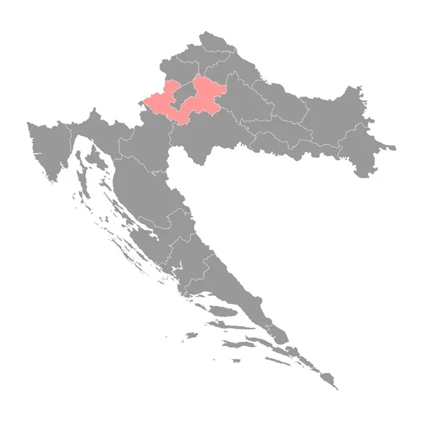 Zagreb Haritası Hırvatistan Alt Birimleri Vektör Illüstrasyonu — Stok Vektör