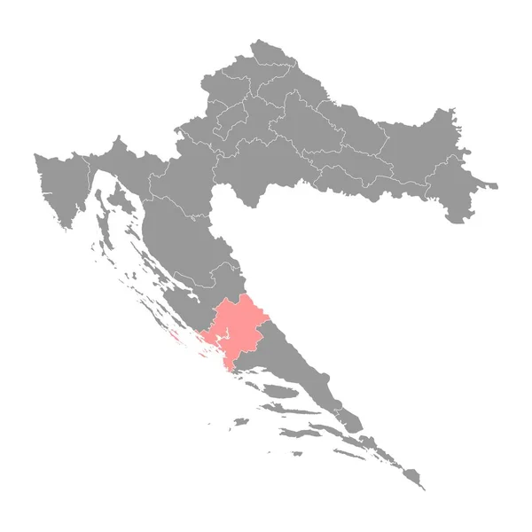Landkarte Der Gespanschaft Sibenik Knin Unterteilung Kroatiens Vektorillustration — Stockvektor