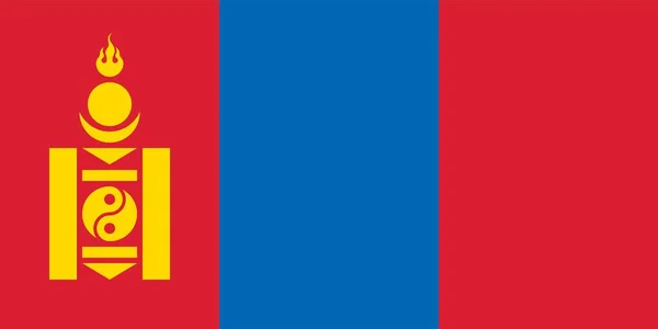 Moğolistan Bayrağı Resmi Renkler Oranlar Vektör Illüstrasyonu — Stok Vektör