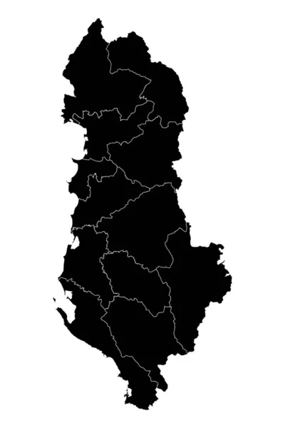 Albania Mappa Con Suddivisioni Amministrative Illustrazione Vettoriale — Vettoriale Stock