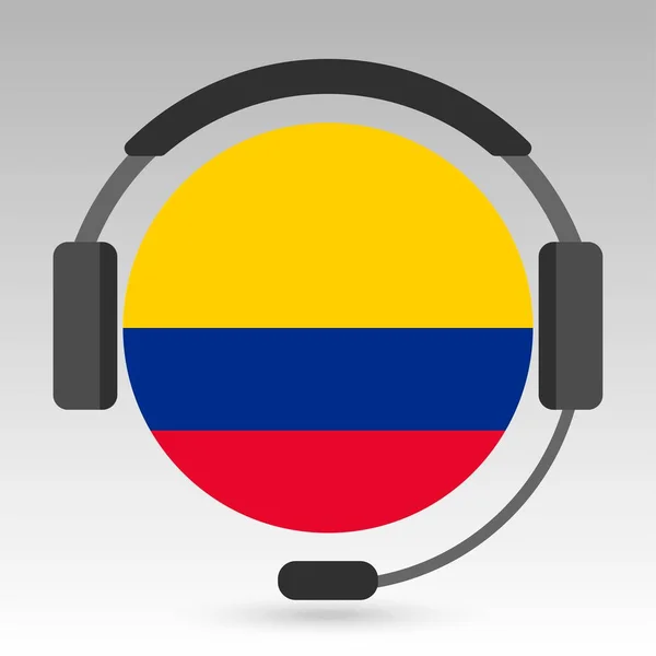 Colombia Vlag Met Koptelefoon Ondersteuningsbord Vectorillustratie — Stockvector