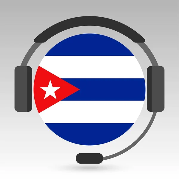 Bandera Cuba Con Auriculares Señal Apoyo Ilustración Vectorial — Archivo Imágenes Vectoriales
