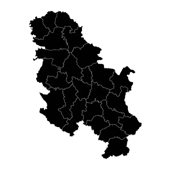 Szerbia Térképe Koszovó Nélküli Közigazgatási Körzetekkel Vektorillusztráció — Stock Vector