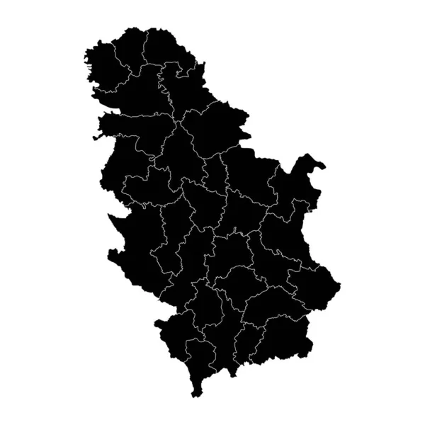 Serbia Mapa Con Los Distritos Administrativos Ilustración Vectorial — Archivo Imágenes Vectoriales
