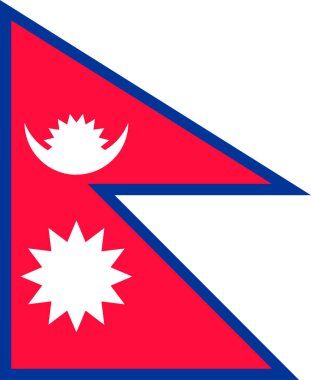 Nepal flag, official colors and proportion. Vector illustration.