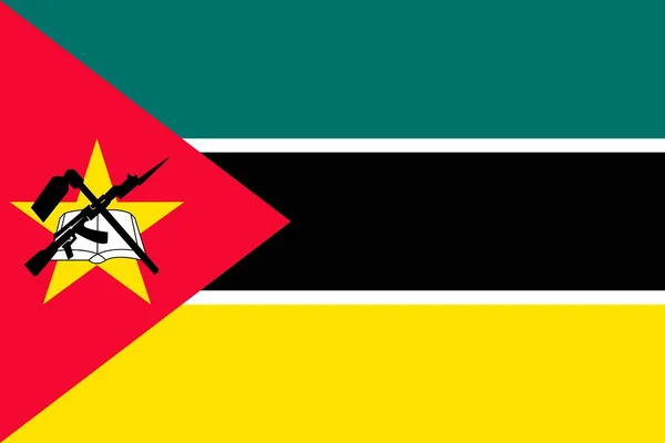 Флаг Мозамбика Официальные Цвета Пропорции Векторная Иллюстрация — стоковый вектор