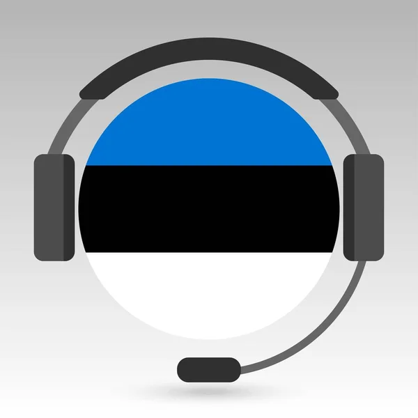エストニアはヘッドフォンでフラグを立て サポートサイン ベクターイラスト — ストックベクタ