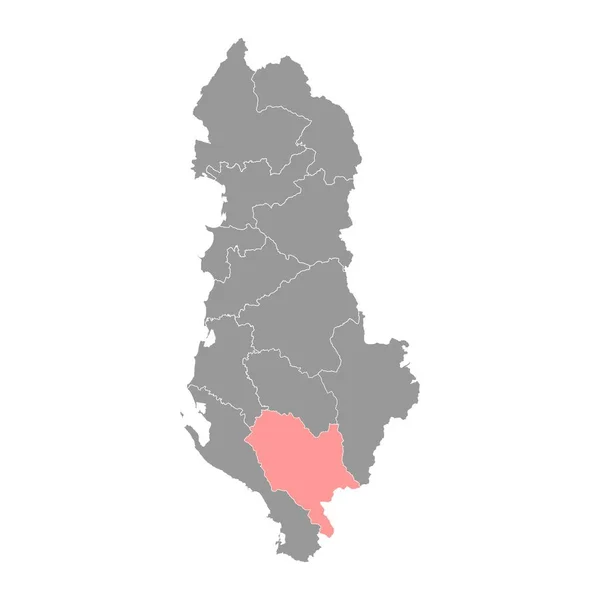Mappa Della Contea Gjirokaster Suddivisioni Amministrative Dell Albania Illustrazione Vettoriale — Vettoriale Stock