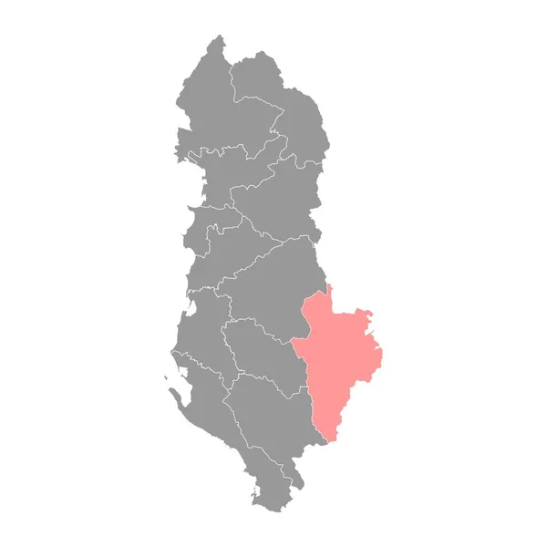 Korce County Map Administrative Subdivisions Albania Vector Illustration — Stock Vector