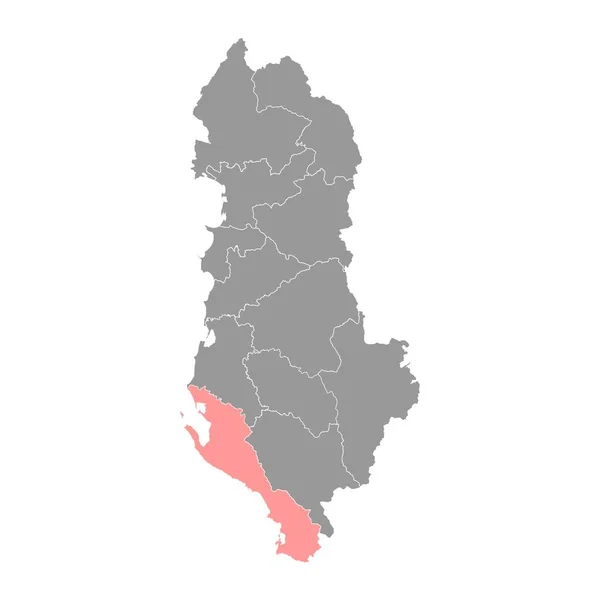 Mapa Condado Vlore Subdivisões Administrativas Albânia Ilustração Vetorial —  Vetores de Stock