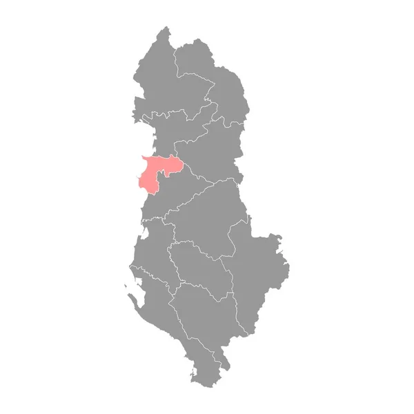 Mapa Condado Durres Subdivisões Administrativas Albânia Ilustração Vetorial —  Vetores de Stock