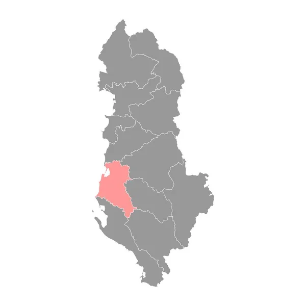 Mapa Del Condado Fier Subdivisiones Administrativas Albania Ilustración Vectorial — Vector de stock
