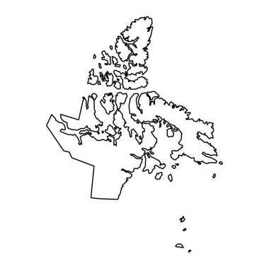 Nunavut bölge haritası, Kanada eyaleti. Vektör illüstrasyonu.