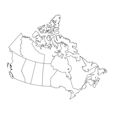 Taşralı Kanada haritası. Vektör illüstrasyonu.