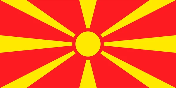 Norra Makedoniens Flagga Officiella Färger Och Proportioner Vektorillustration — Stock vektor
