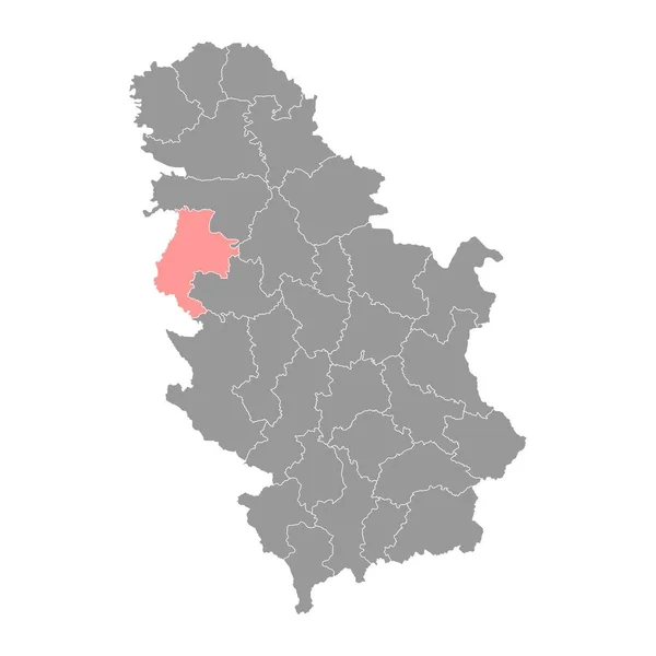 Macva Bölge Haritası Sırbistan Idari Bölgesi Vektör Illüstrasyonu — Stok Vektör