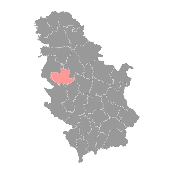 Mapa Kolubara Distrito Administrativo Serbia Ilustración Vectorial — Vector de stock