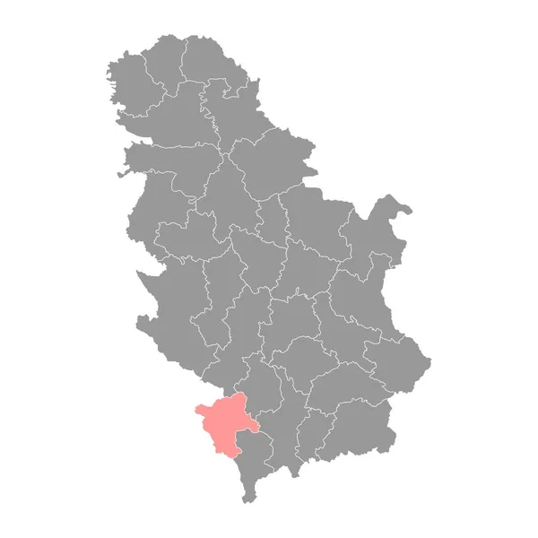 Mapa Distrito Pec Distrito Administrativo Sérvia Ilustração Vetorial — Vetor de Stock