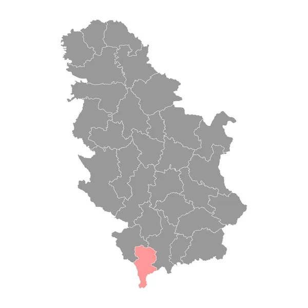 Plattegrond District Prizren Bestuurlijk District Servië Vectorillustratie — Stockvector