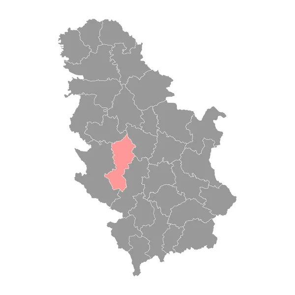 Moravica Mapa Del Distrito Serbia Ilustración Vectorial — Vector de stock