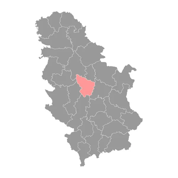 Sumadija Mapa Del Distrito Serbia Ilustración Vectorial — Vector de stock
