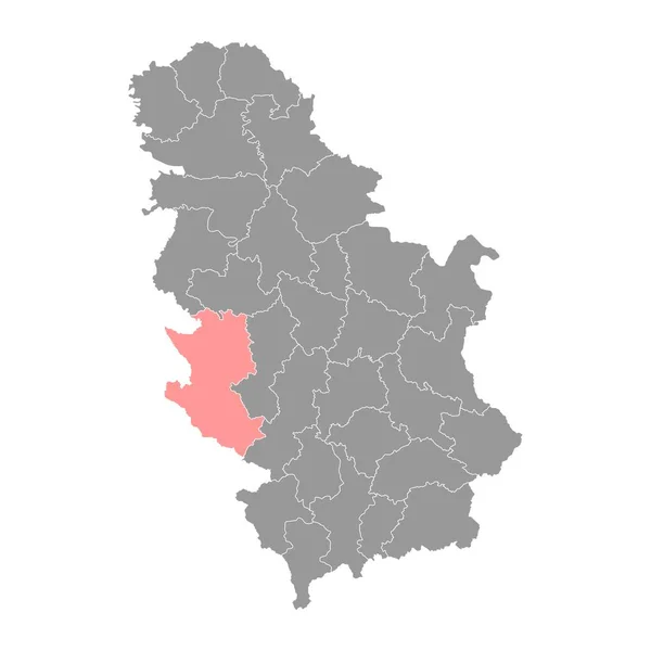 Mapa Distrito Zlatibor Distrito Administrativo Sérvia Ilustração Vetorial —  Vetores de Stock