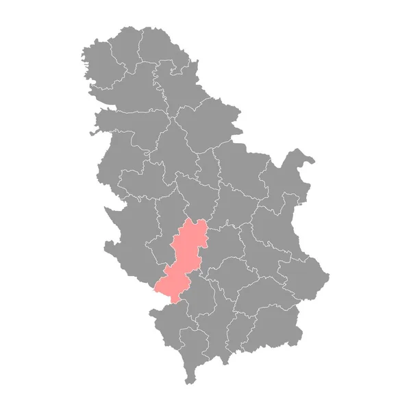 Mapa Del Distrito Raska Distrito Administrativo Serbia Ilustración Vectorial — Vector de stock