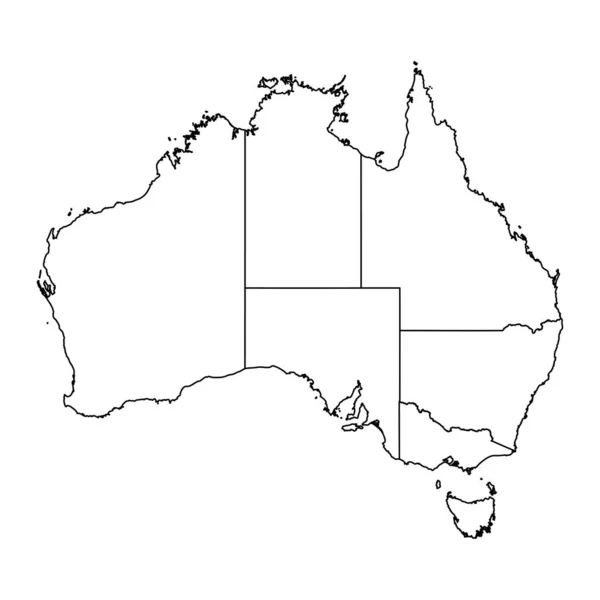 Eyaletlerle Avustralya Haritası Vektör Llüstrasyonu — Stok Vektör
