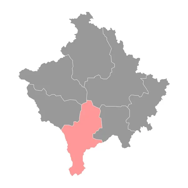 Mapa Distrital Prizren Distritos Kosovo Ilustração Vetorial — Vetor de Stock