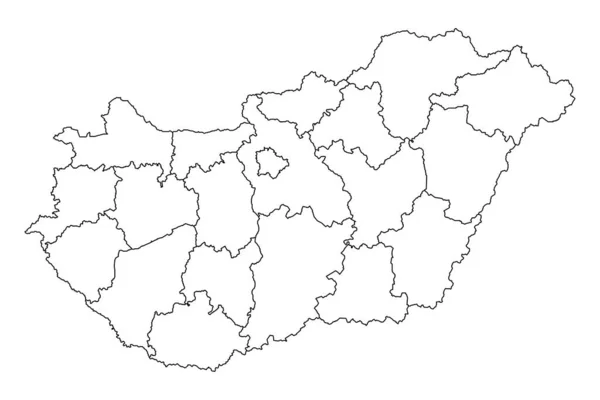 匈牙利与行政区的地图 矢量说明 — 图库矢量图片