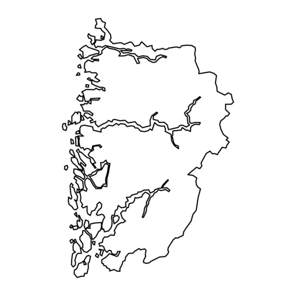 Mappa Della Contea Vestland Regione Amministrativa Della Norvegia Illustrazione Vettoriale — Vettoriale Stock