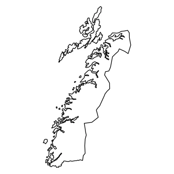 Mapa Hrabstwa Nordland Region Administracyjny Norwegii Ilustracja Wektora — Wektor stockowy