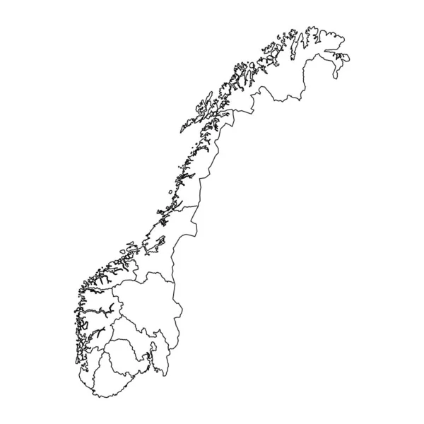 ノルウェーと郡の地図 ベクターイラスト — ストックベクタ
