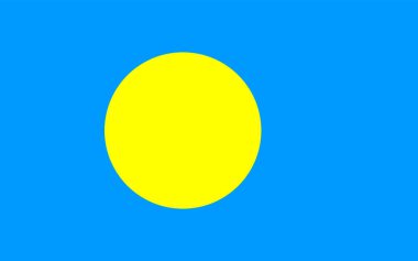 Palau bayrağı, resmi renkler ve oran. Vektör illüstrasyonu.