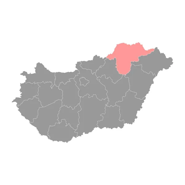 Borsod Abauj Zemplen郡地図 ハンガリーの行政区 ベクターイラスト — ストックベクタ