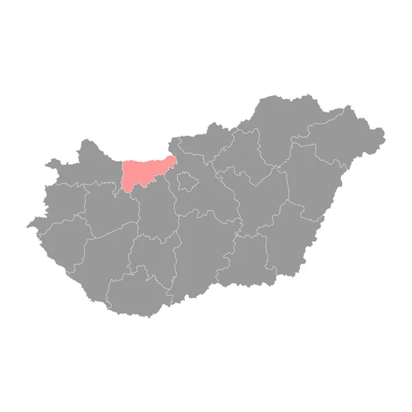 Komarom Esztergom Ilçesi Haritası Macaristan Idari Bölgesi Vektör Illüstrasyonu — Stok Vektör
