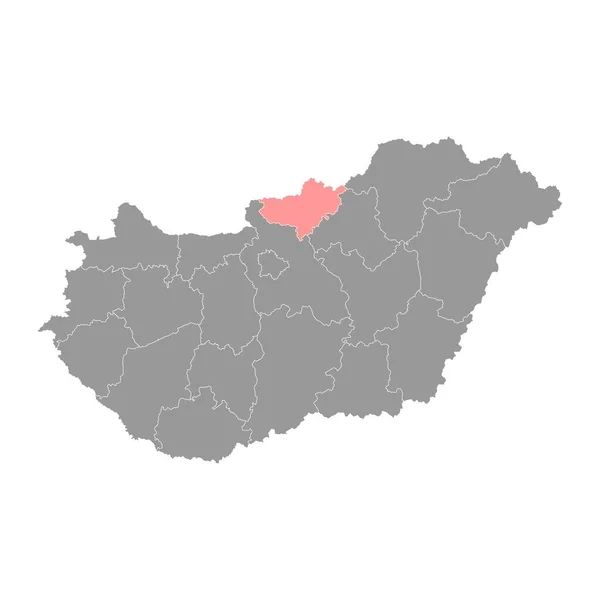 Nograd County Map Správní Okres Maďarsko Vektorová Ilustrace — Stockový vektor