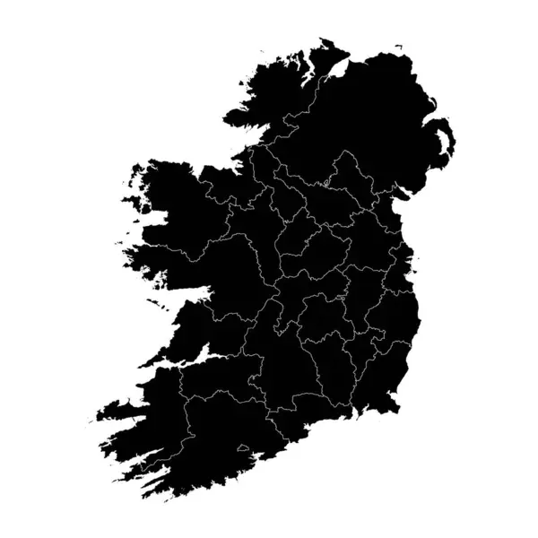 Irland Karta Med Län Och Nordirland Vektorillustration — Stock vektor