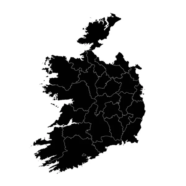 Карта Ирландии Округами Векторная Иллюстрация — стоковый вектор